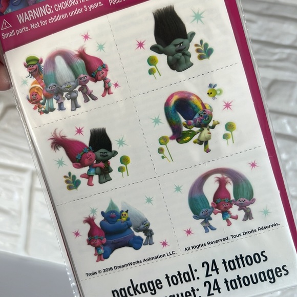 24 pcs Trolls Temporary Tattoos - Picture 6 of 9